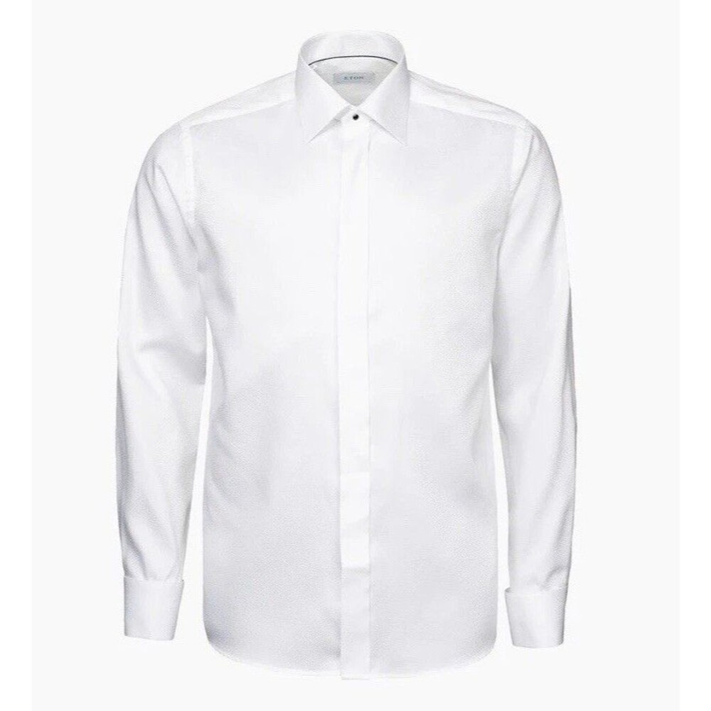 Eton Slim-Fit Diamond Weave Formal Dress Shirt Size: 15.5